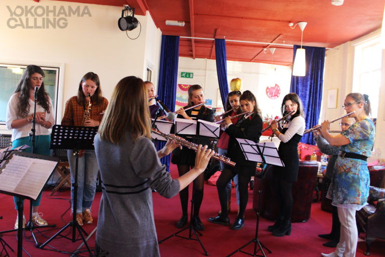 Yokohama Calling - Erisa Ogawa with students at World Heart Beat - London